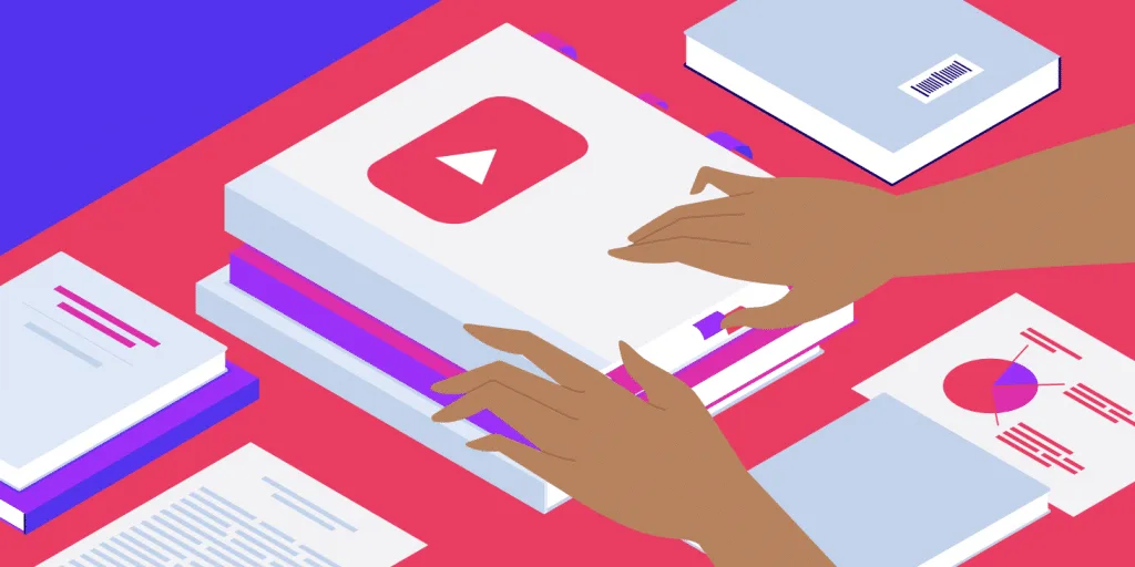 Multiple hands interacting with video screens and a magnifying glass focused on a YouTube video, highlighting audience behavior and cultural trends shaping brand visibility.