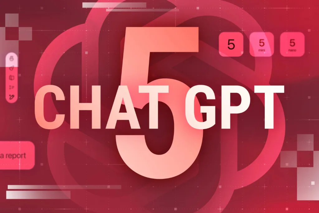Red-themed ChatGPT GPT-5 graphic emphasizing advanced AI tools for digital marketing Gold Coast.