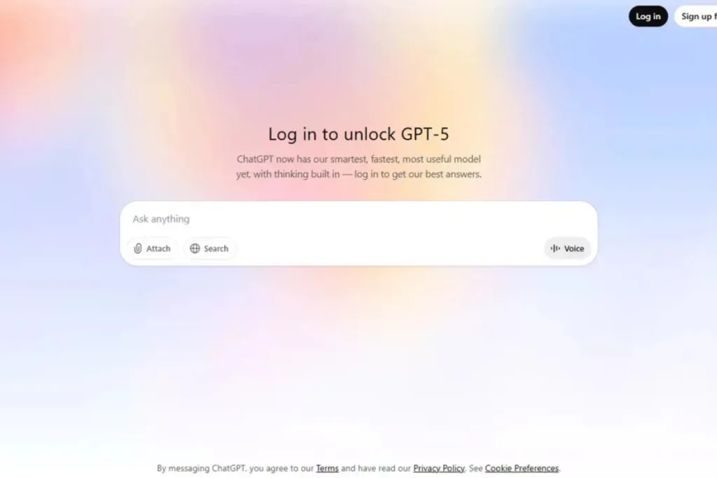 Login page to unlock GPT-5 in ChatGPT, showcasing AI technology features for digital marketing Gold Coast.