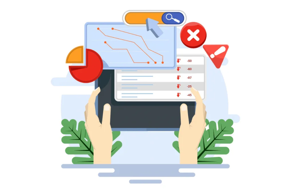 Illustration showing the impact of the Google URL removal bug, with falling SEO rankings and warning symbols — relevant to businesses managing Google SEO on the Gold Coast.
