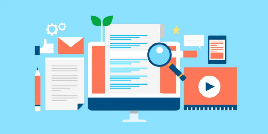 A desktop screen with search, video, and documents representing how brands risk a traffic trap when content marketing Gold Coast focuses only on clicks instead of engagement.