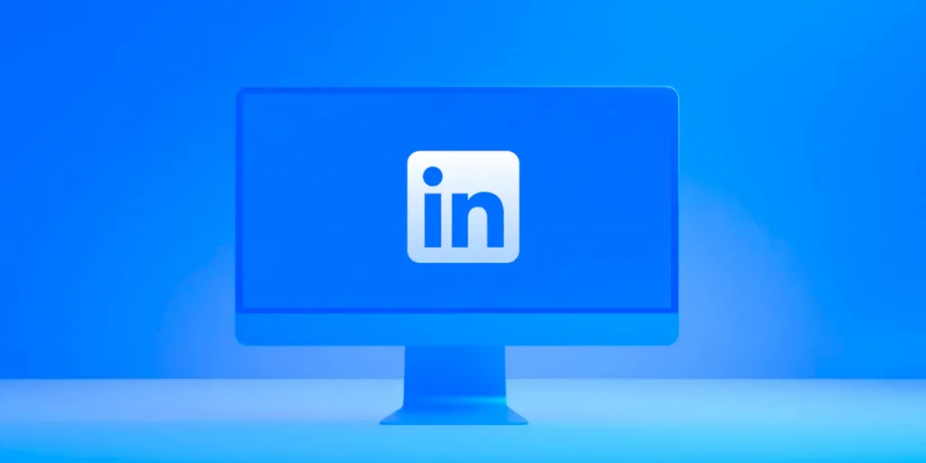 Blue screen with LinkedIn SEO logo representing digital marketing insights supported by SEO service Gold Coast.